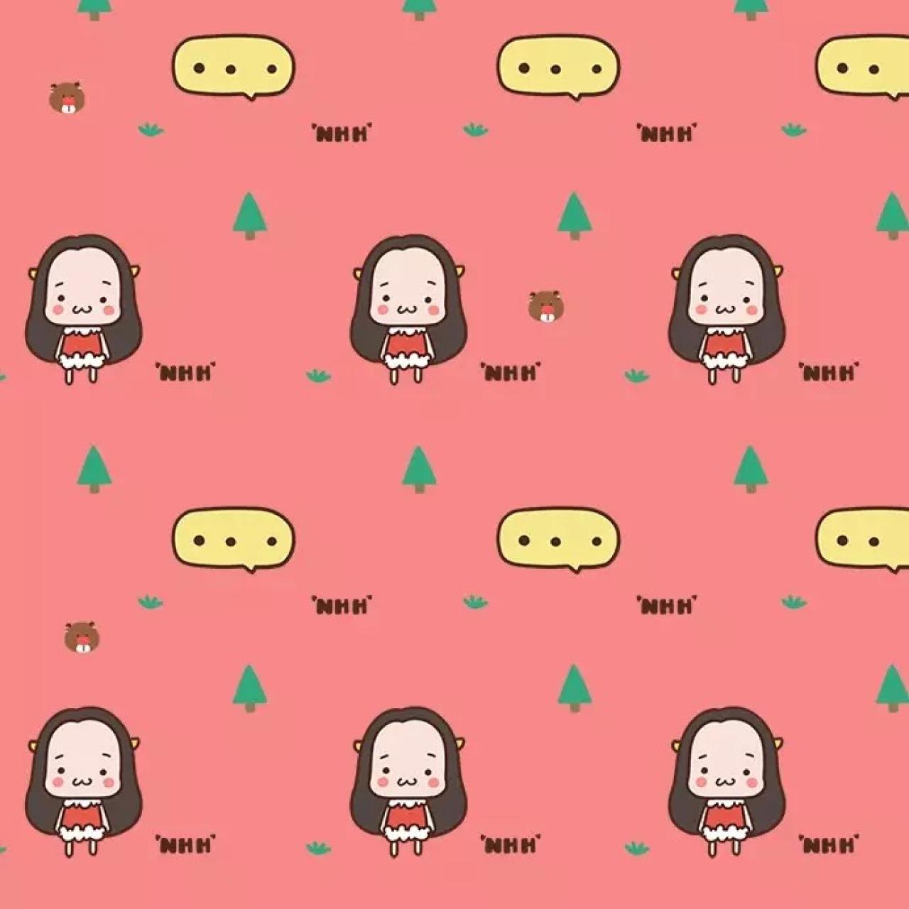 萌萌哒牛轰轰和小树 粉色聊天背景