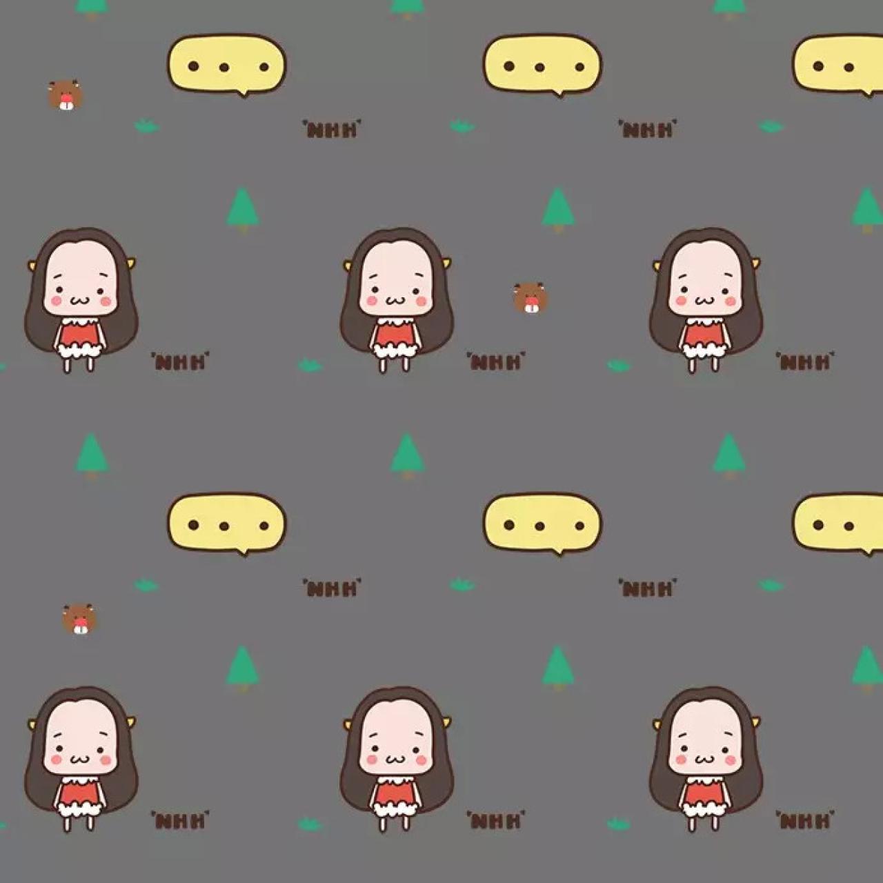 萌萌哒牛轰轰和小树 灰色聊天背景