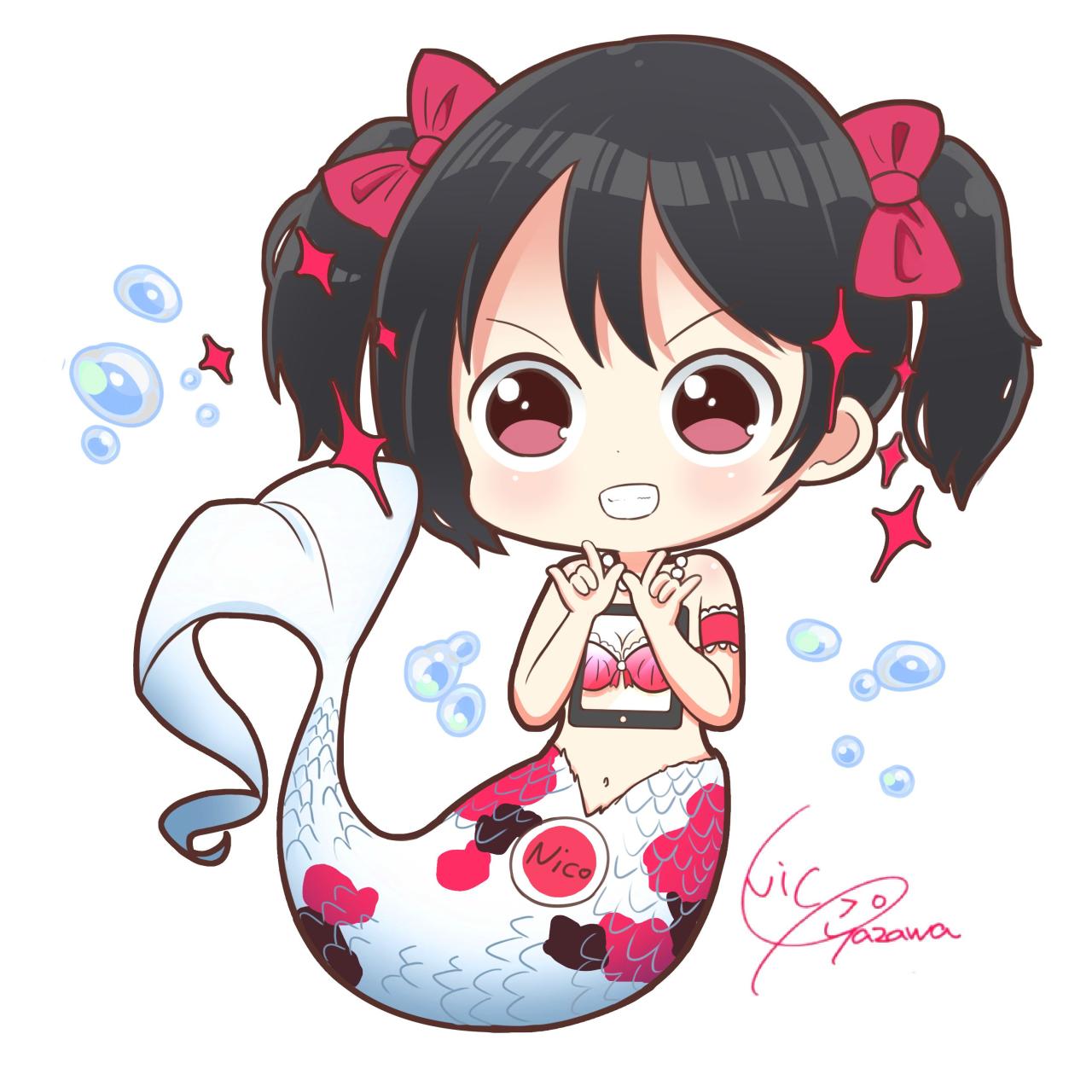 LoveLive!美人鱼锦鲤版作ILOVEYOU手势的矢泽妮可头像