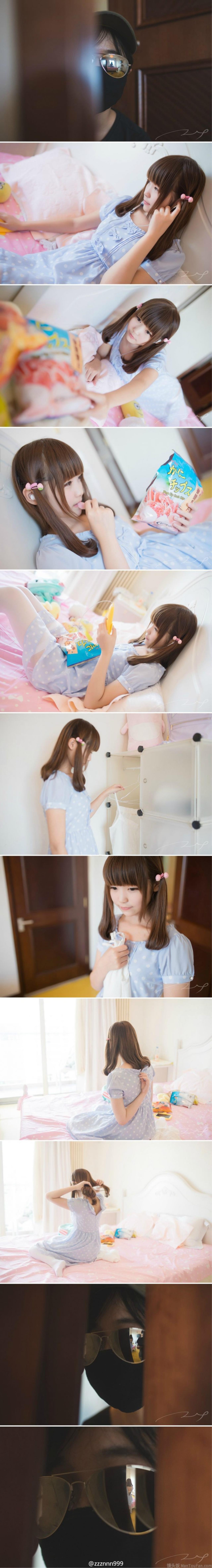 拿出零食和睡衣，萌妹子萝莉全然没有发现怪蜀黎