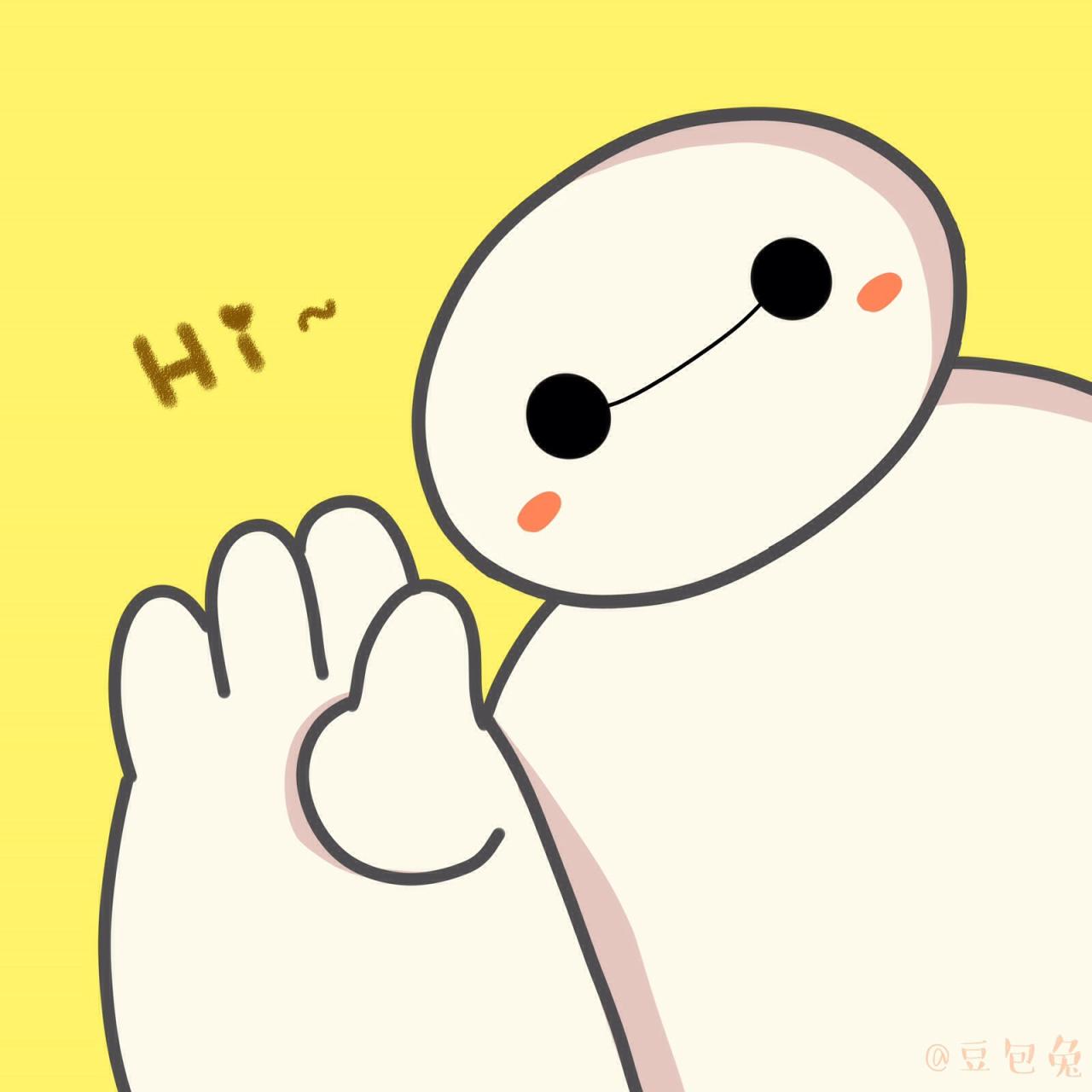 黄色背景的超能陆战队充气机器人大白头像：您好！