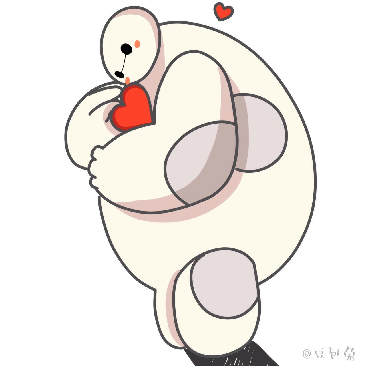 全身左侧面，怀抱桃心的超能陆战队充气机器人大白头像