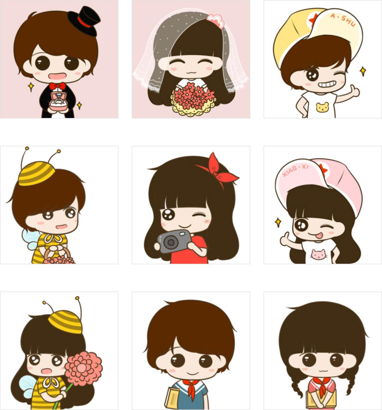 小希与阿树婚礼小蜜蜂情侣头像 预览图