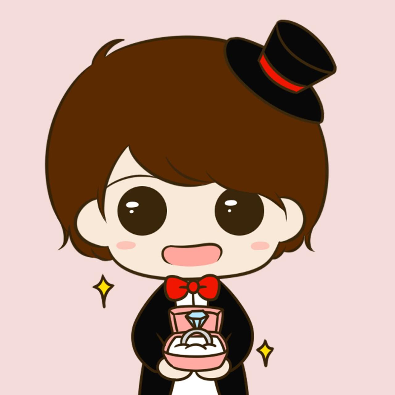 情侣头像男用：穿着燕尾服，捧着钻戒求婚的阿叔头像