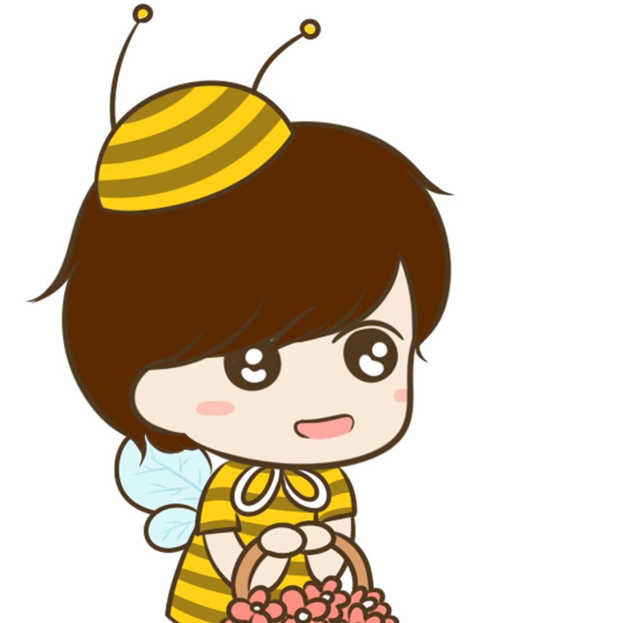 情侣头像男用：扮成小蜜蜂拿着花篮的阿树头像