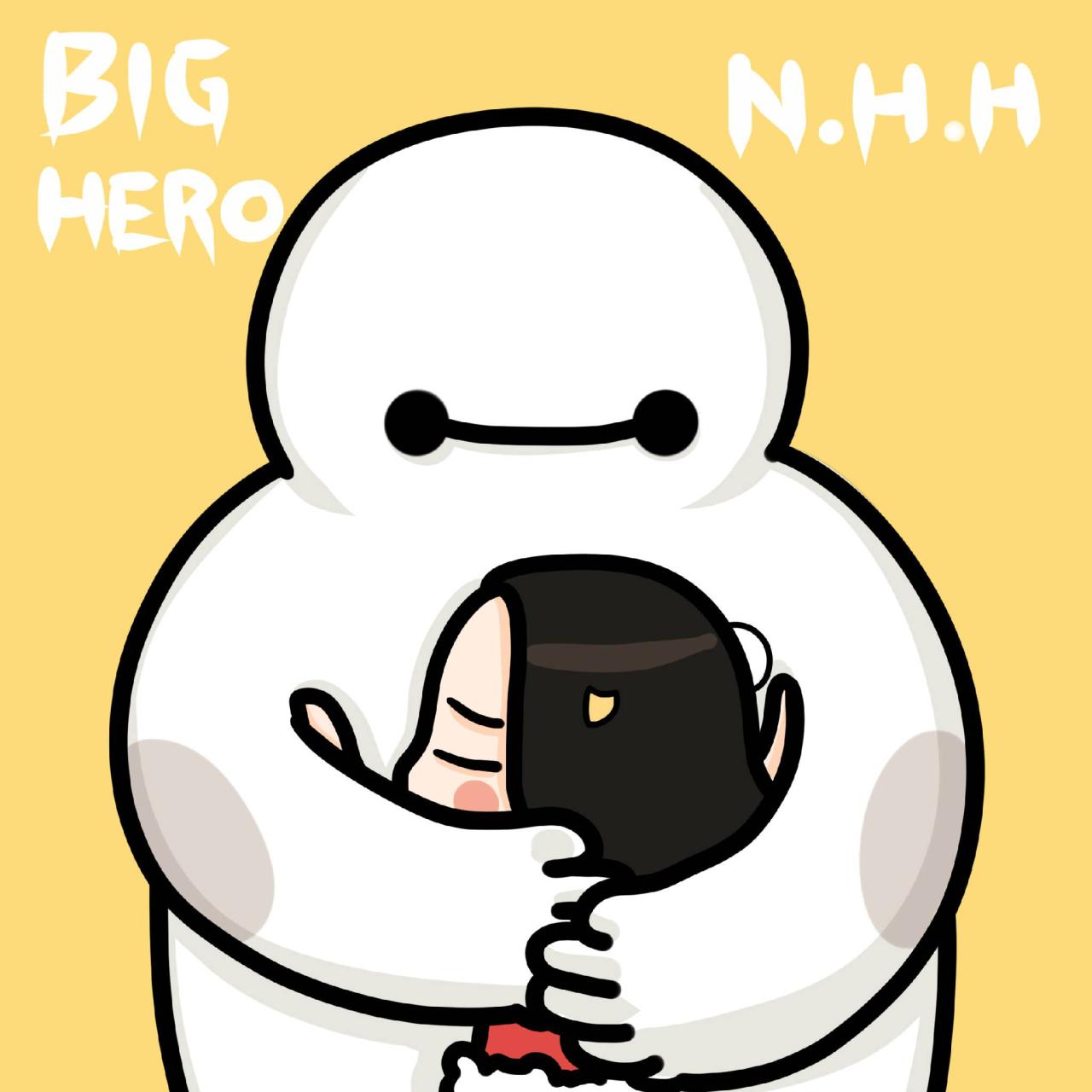 抱在大白怀里的萌妹子牛轰轰头像