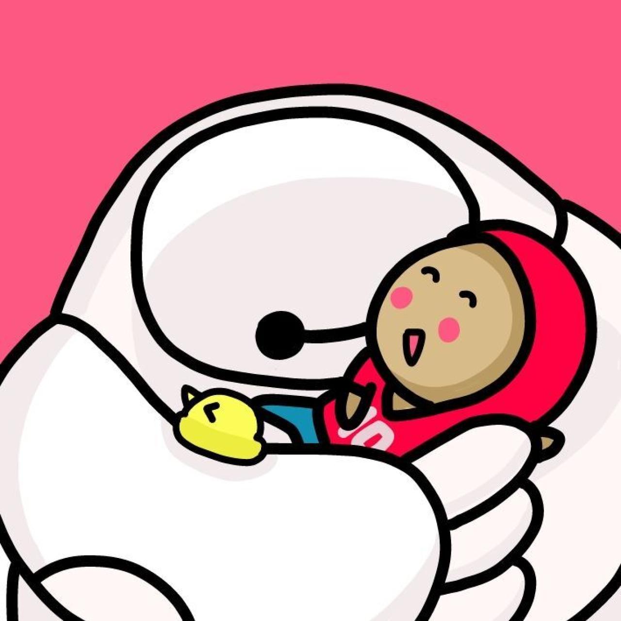 躺在大白怀里的陈骏基萌汉子头像