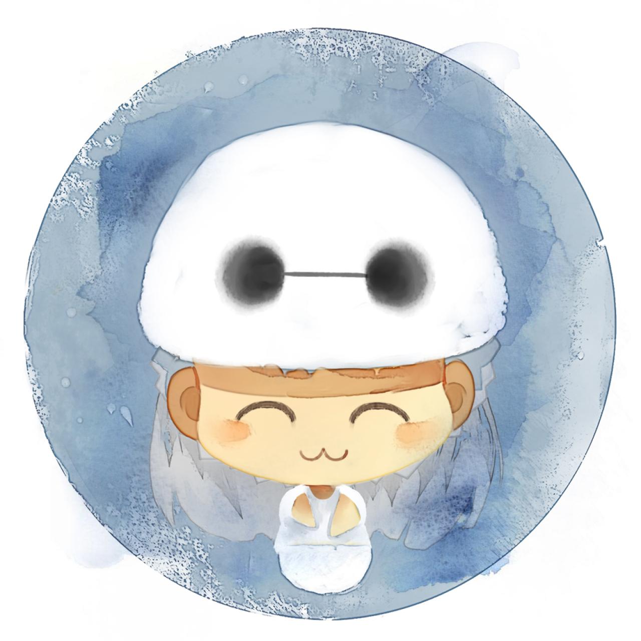 情侣头像女用：戴着大白帽子的眯眼嘟嘴卖萌的女孩头像