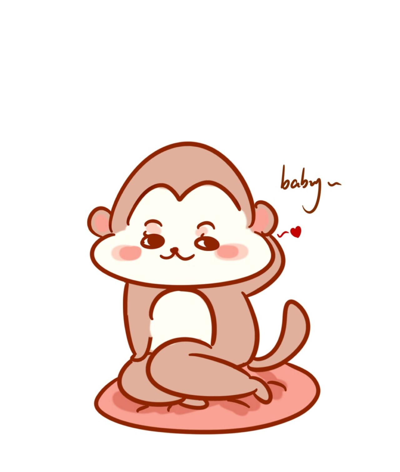 挠头不好意思的打招呼的猴子表情：Baby~宝贝~