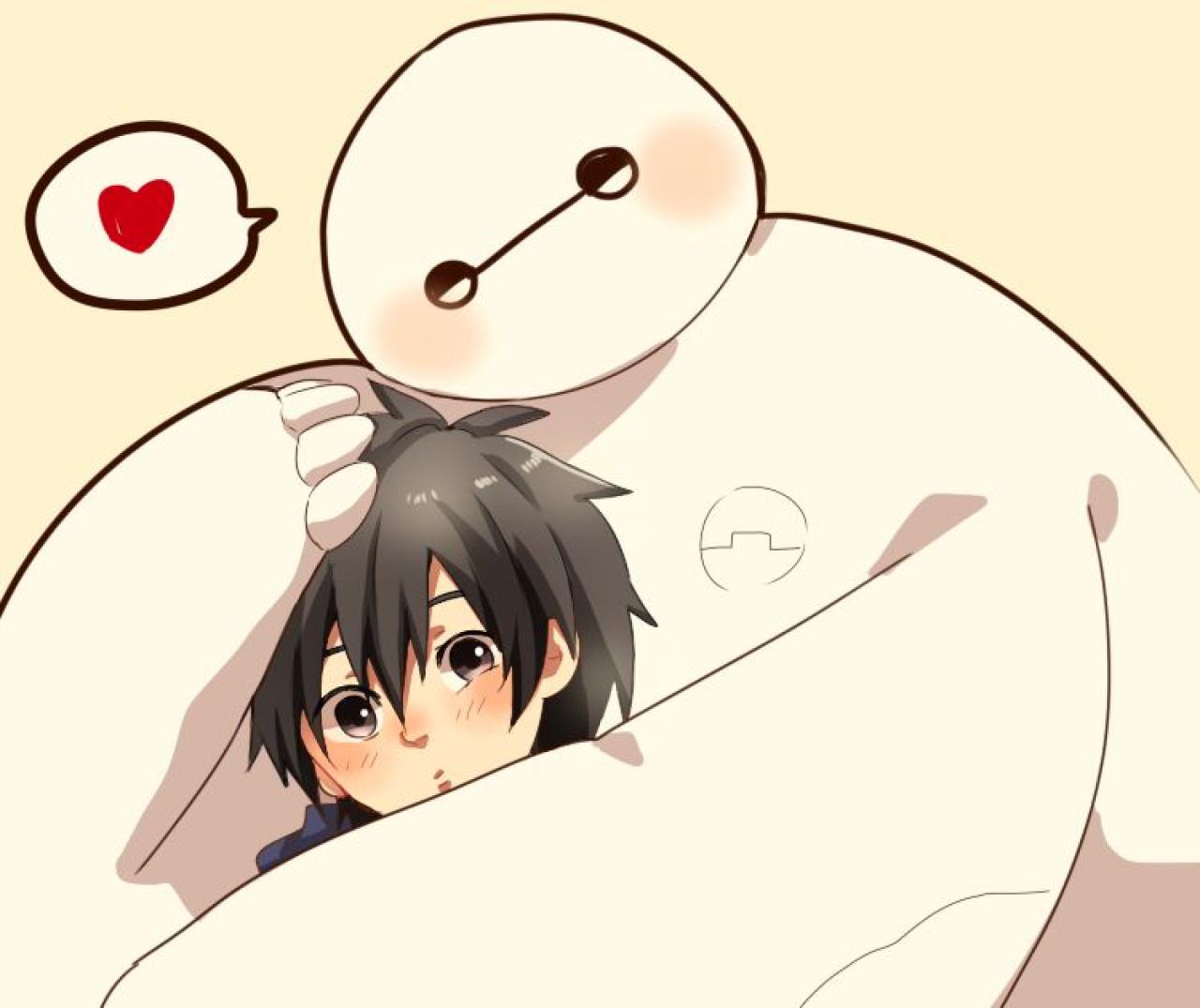 脸红的大白抱着小宏头像