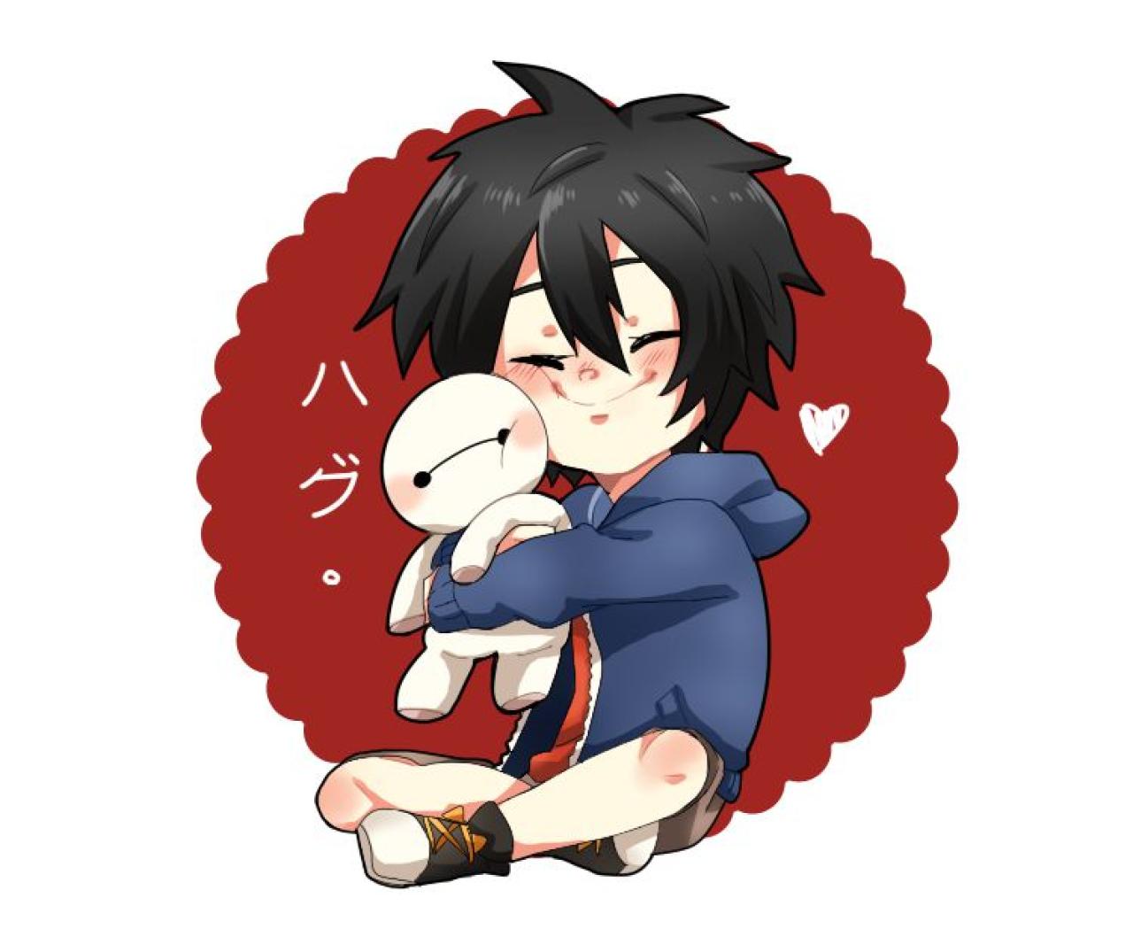 小宏抱着缩小版的大白头像 ，唤着白的名字：白！