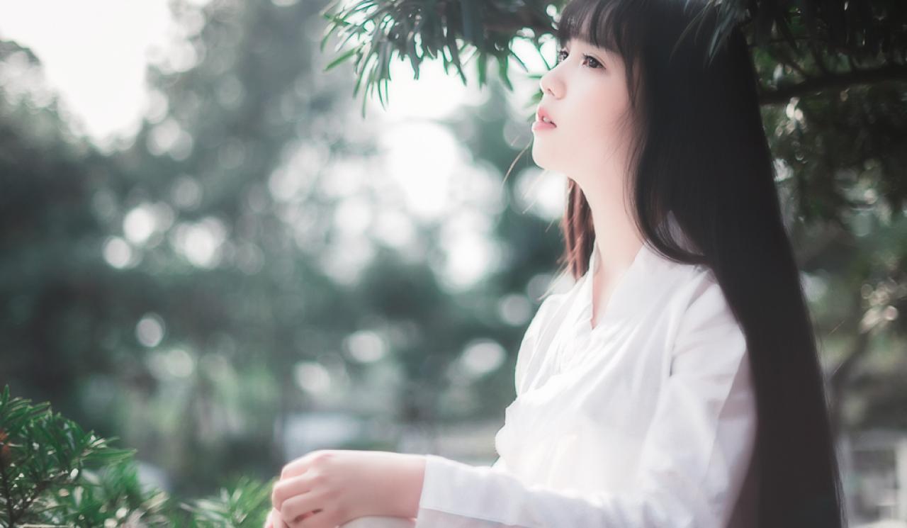 七七侧身抬头仰望