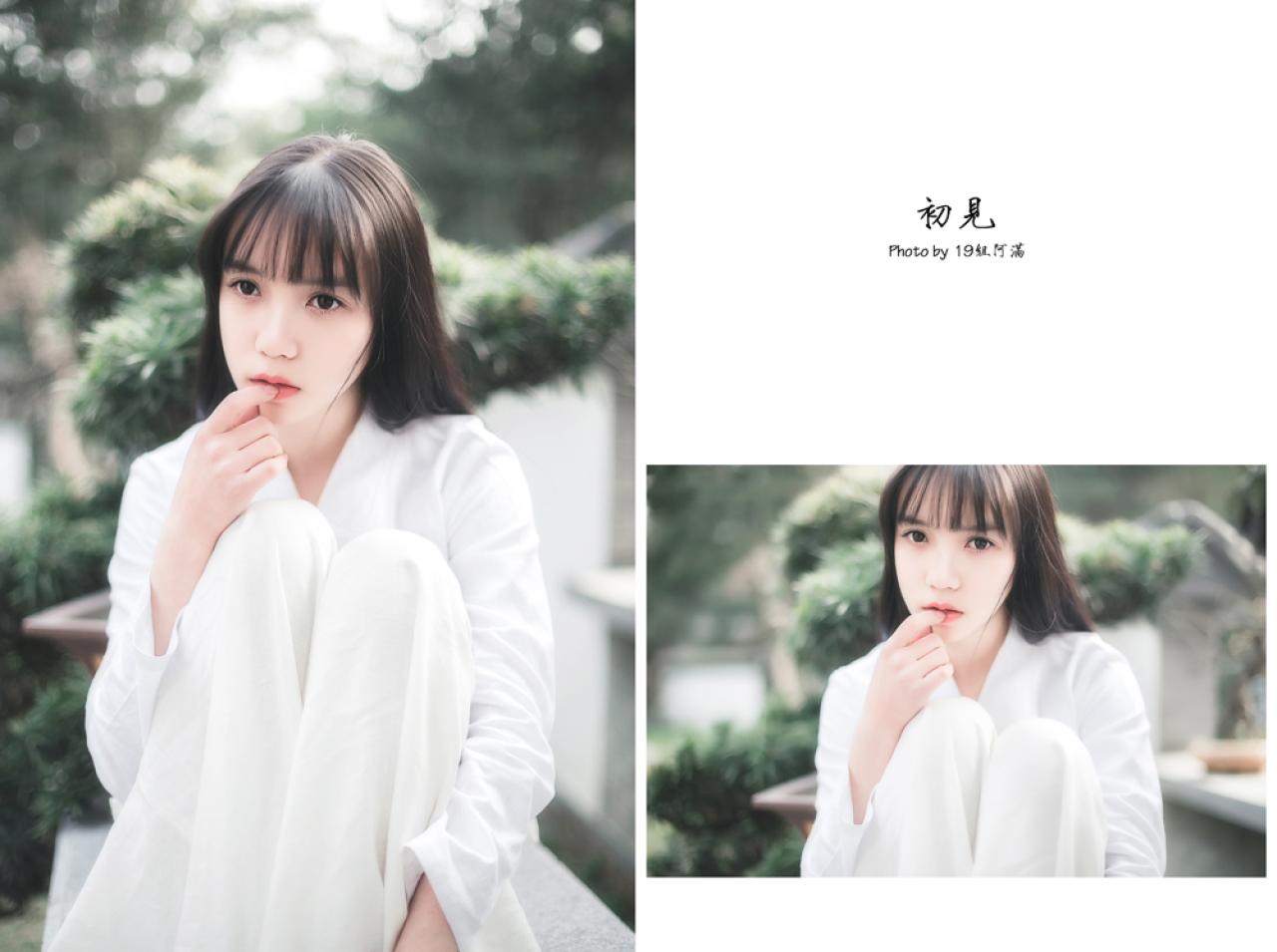 七七 坐姿 右手轻抚唇角