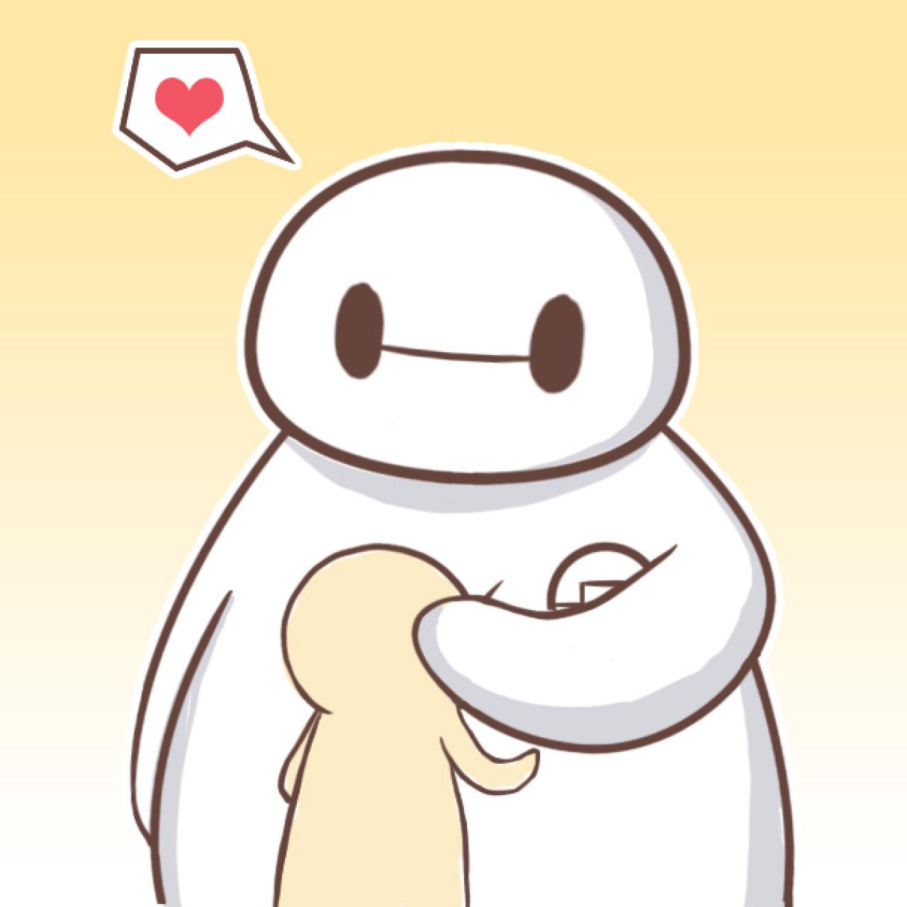 搂住男孩么么哒的大白卖萌头像