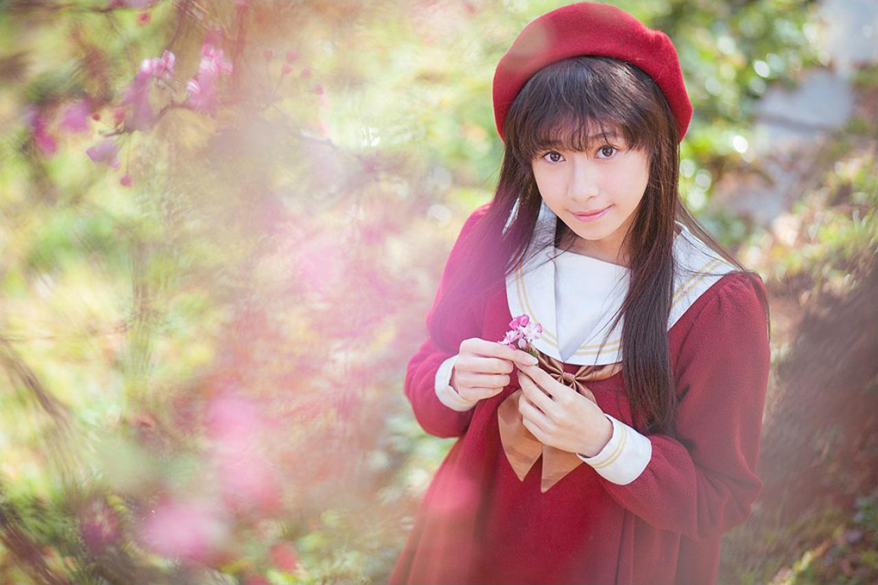 北北捏着一小朵樱花 横幅