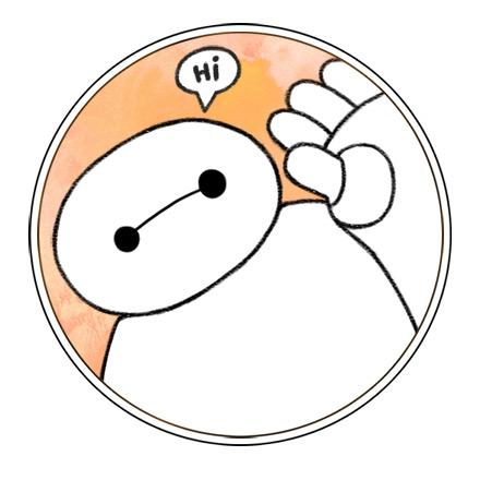 橙色背景打招呼的圆形大白头像