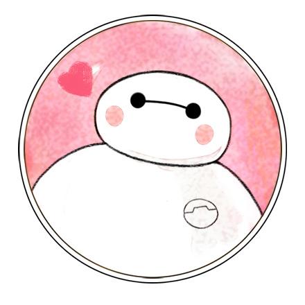 粉色背景桃心图案害羞的圆形大白头像