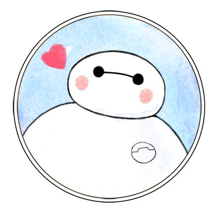 蓝色背景桃心图案害羞的圆形大白头像