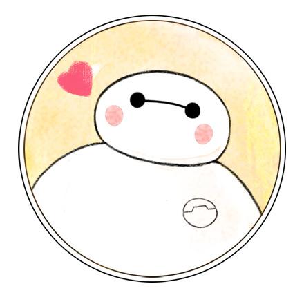 黄色背景桃心图案害羞的圆形大白头像