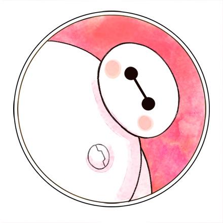 粉色背景的圆形歪脖大白头像