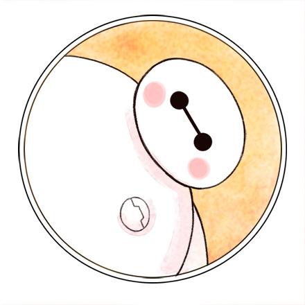 黄色背景的圆形歪脖大白头像