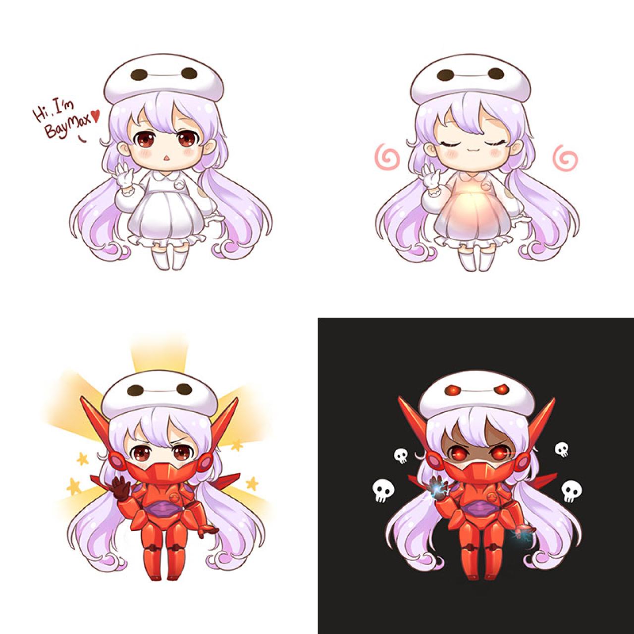 七夜之澜超能陆战队娘化双马尾大白头像 预览图