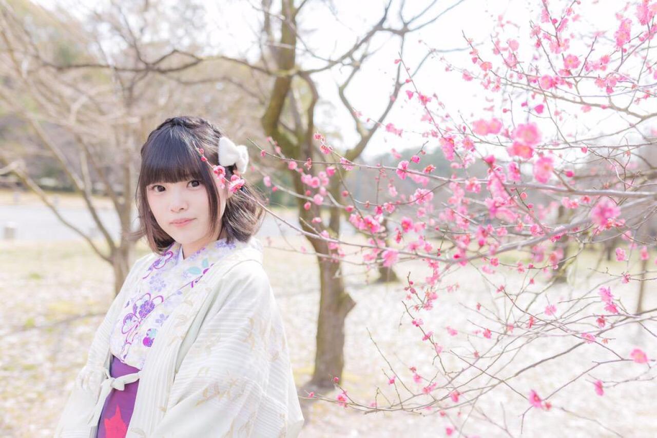 三夏（みっか）站在樱花旁 上半身 横幅