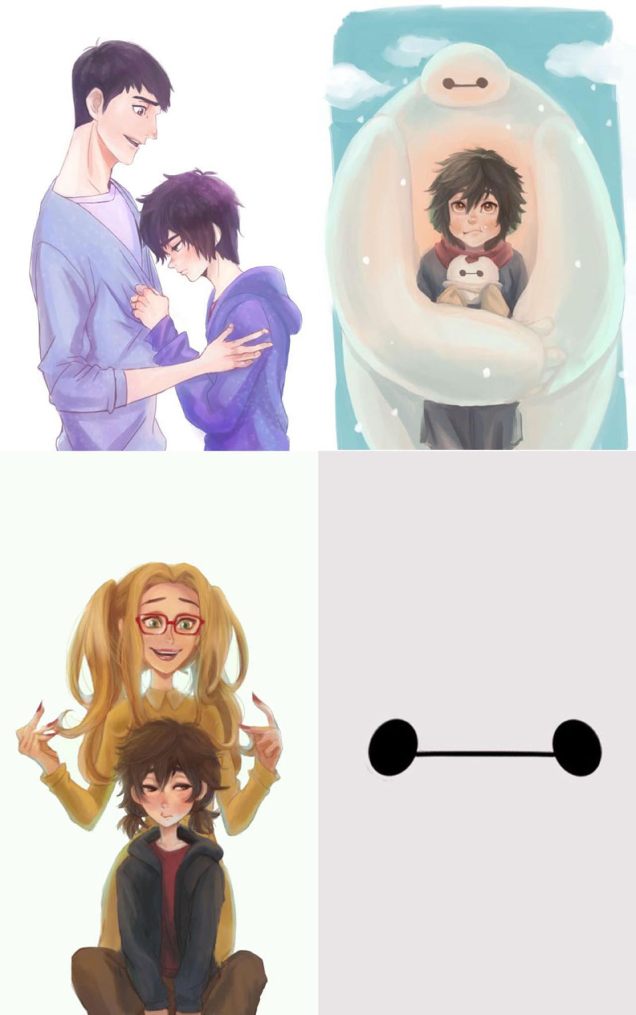 超能陆战队和大白水彩手机壁纸 预览图