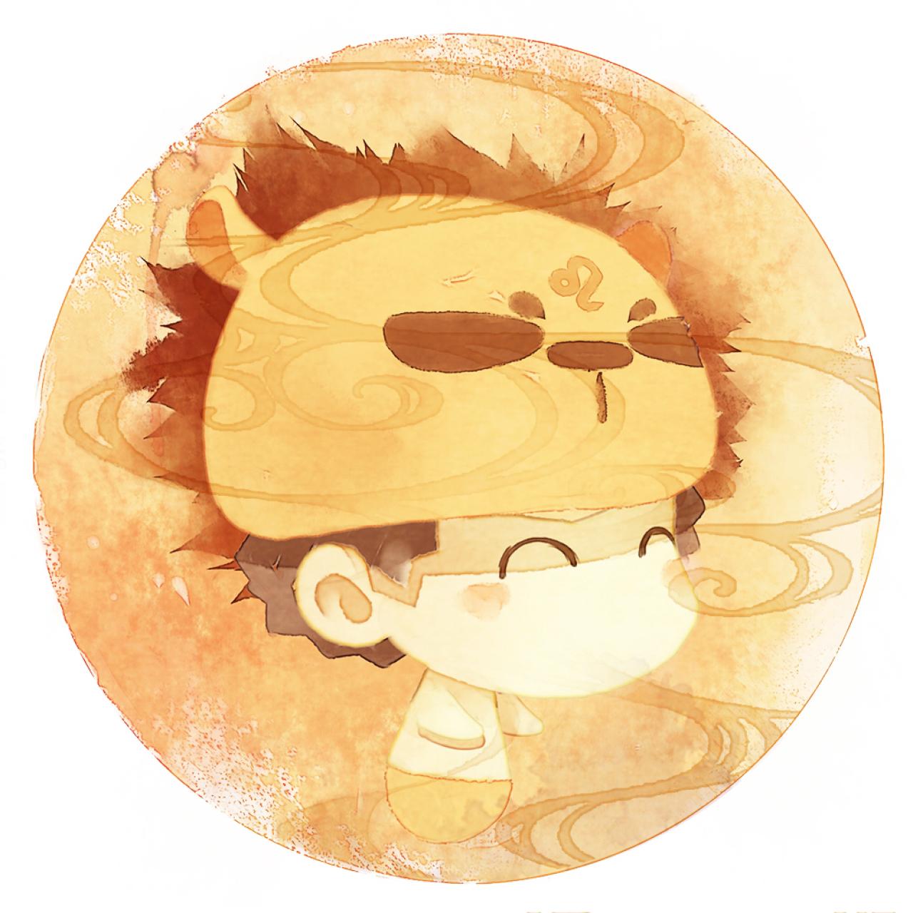 脸朝右的狮子座男生圆头像