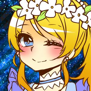 眨眼卖萌的穿着蓝色打歌服的Love Live!绚濑绘里头像