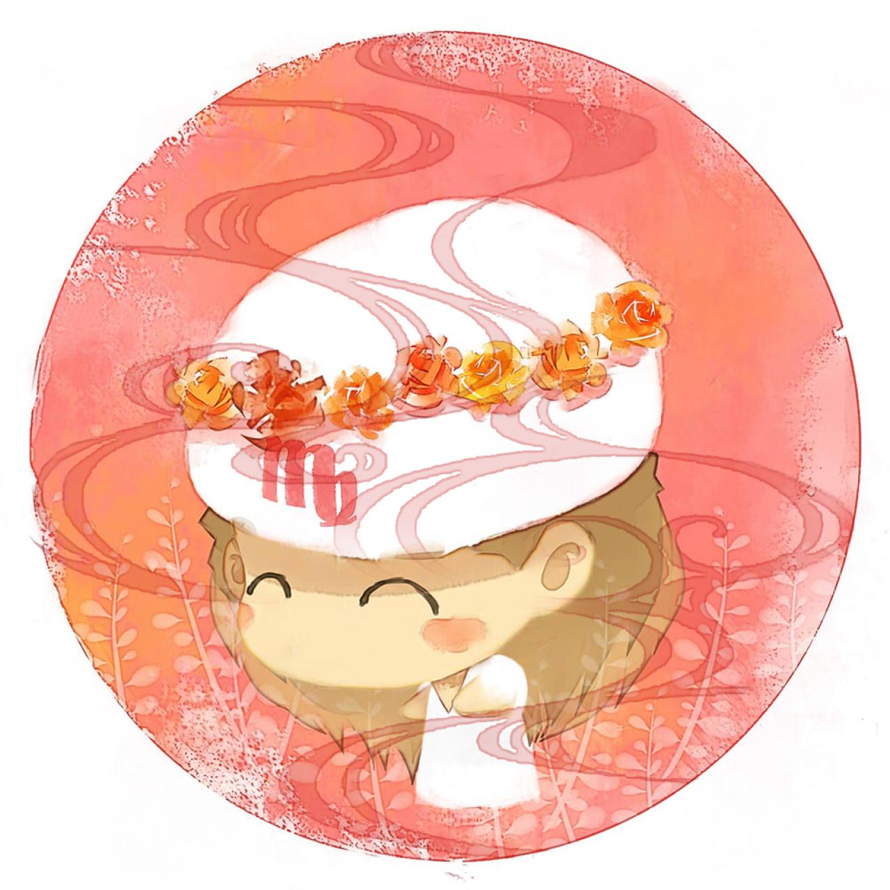 脸朝左下的处女座女生圆头像