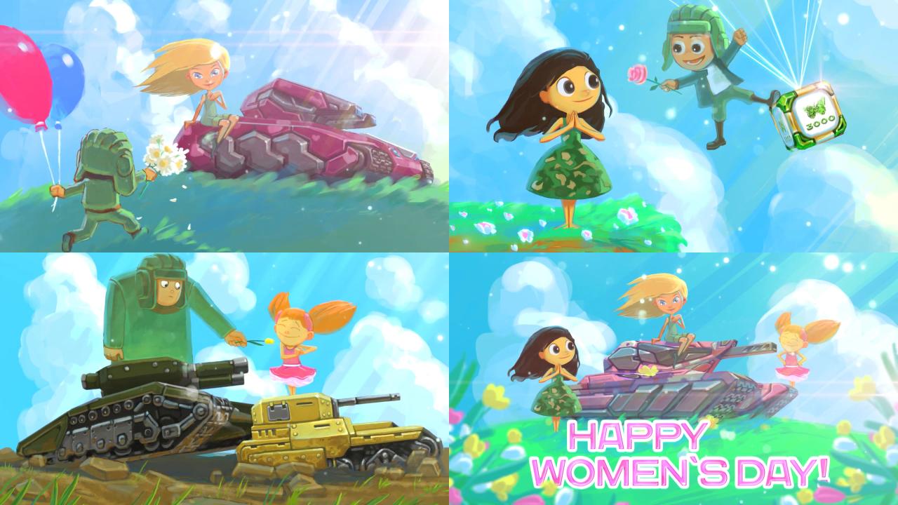 3D坦克可爱男孩和女孩壁纸 预览图