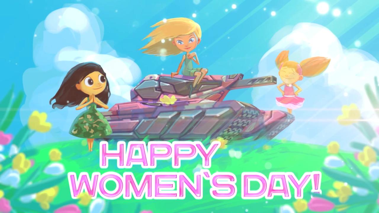 围绕在维京火焰坦克周围的女孩的3D坦克壁纸