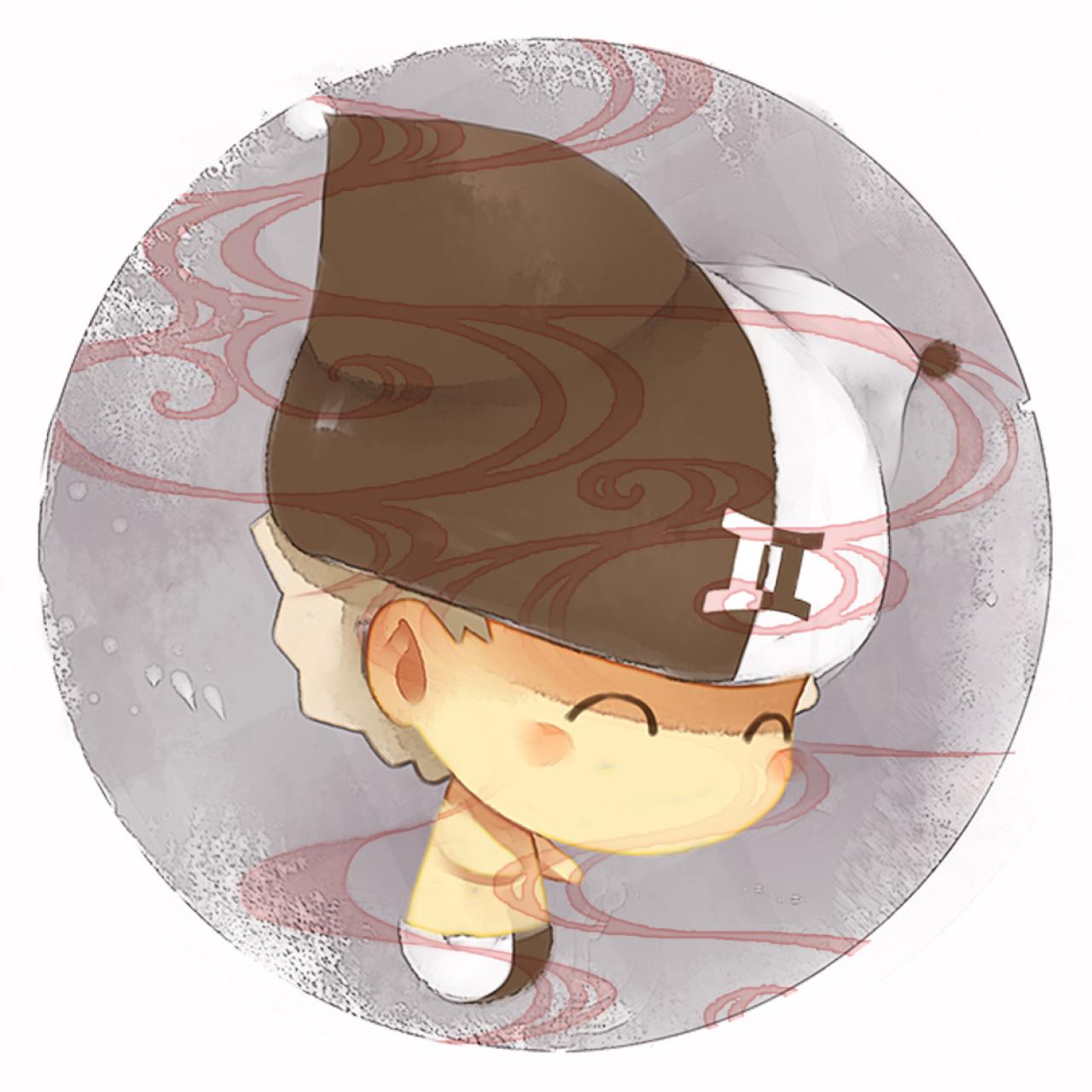 脸朝右下的双子座男生圆头像