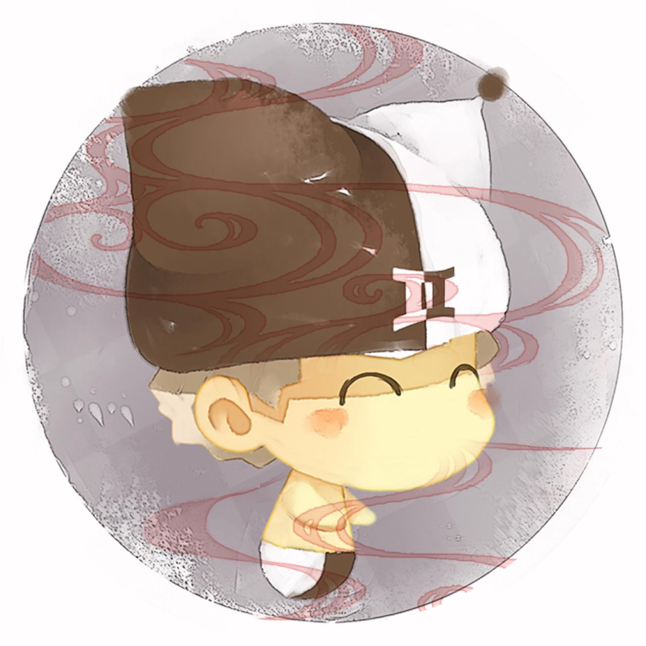 脸朝右的双子座男生圆头像