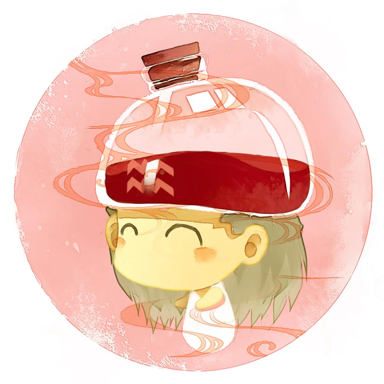 脸朝左的水瓶座女生圆头像