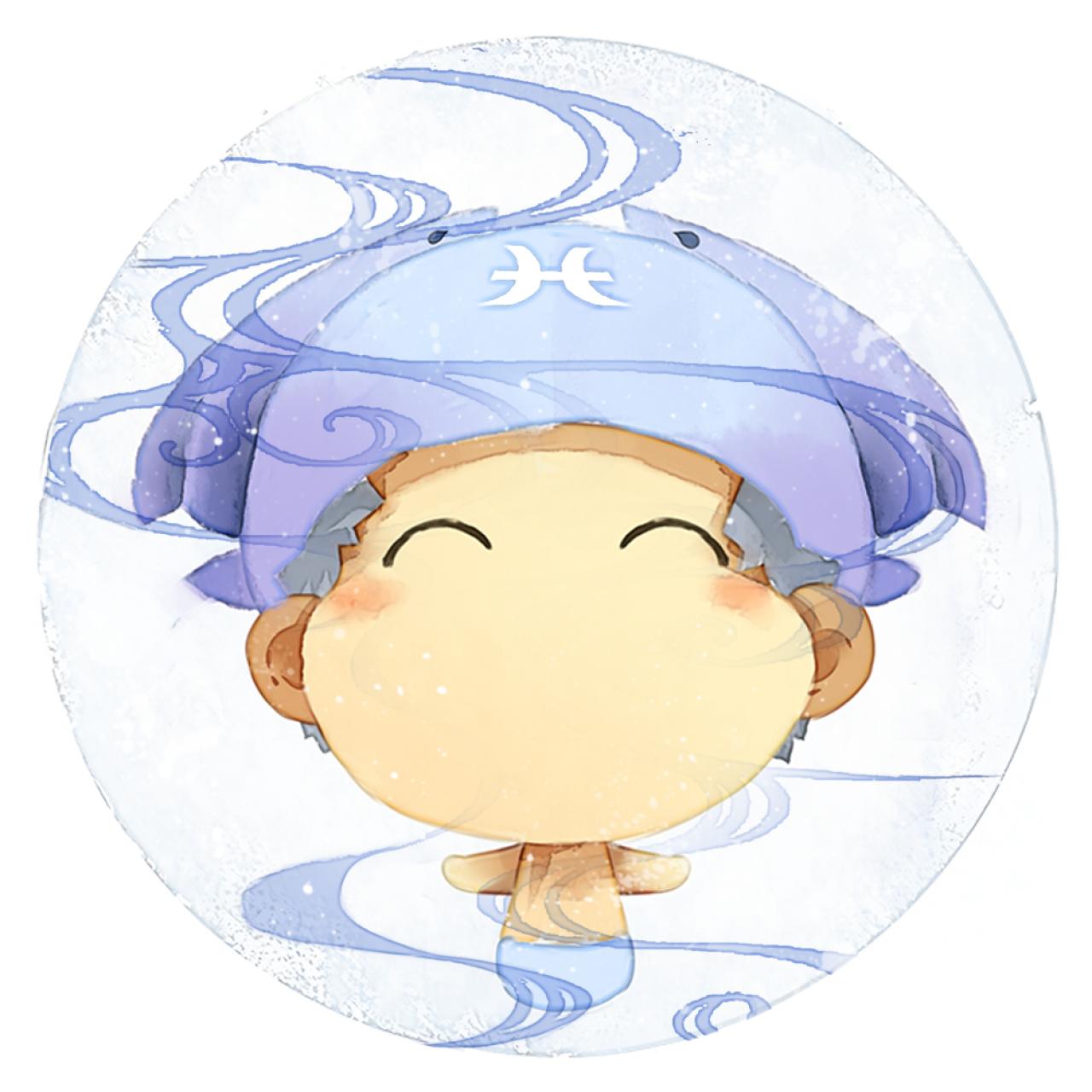 脸朝上的双鱼座男生圆头像