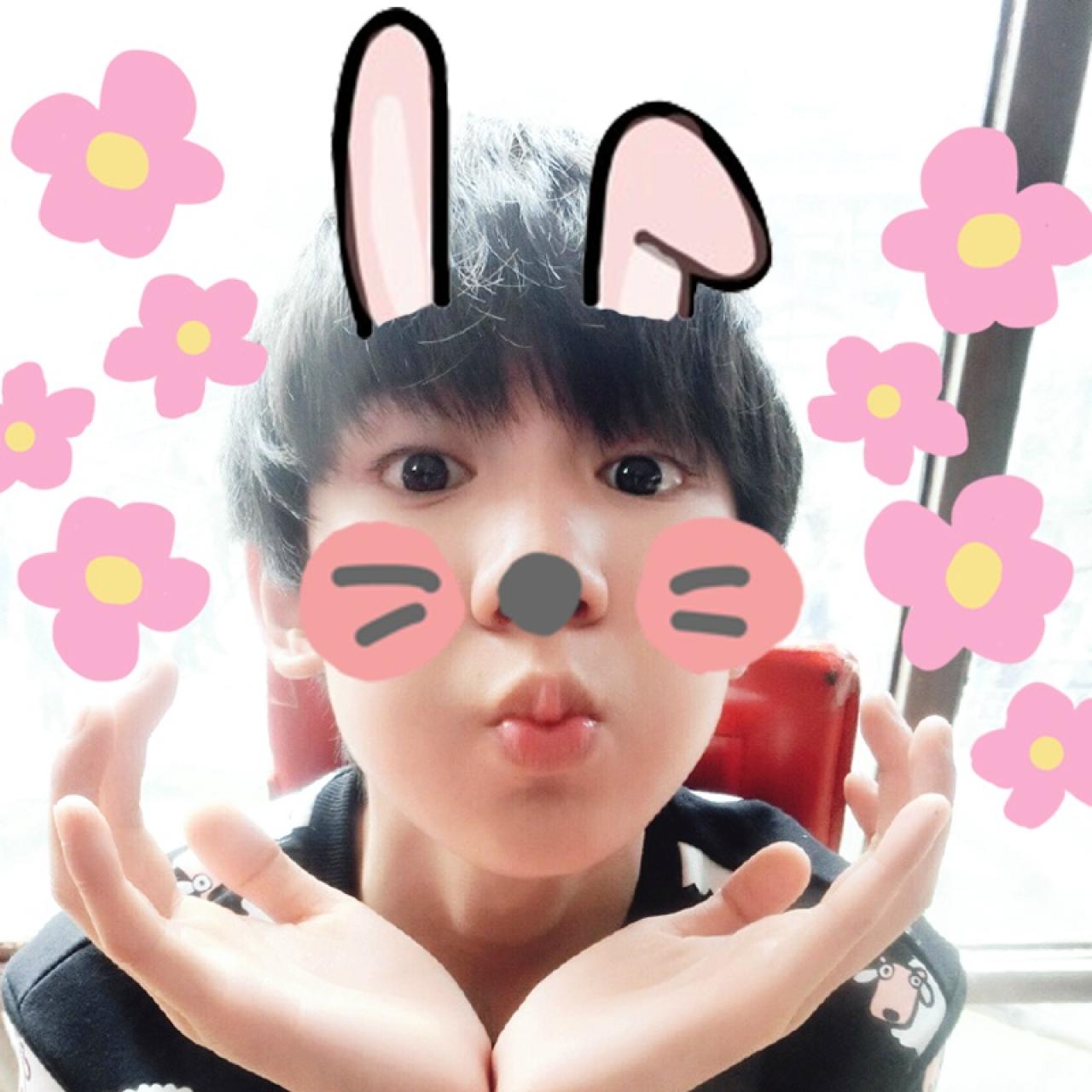 戴着兔耳朵的双手捧脸嘟嘴卖萌的TFBOYS王源头像