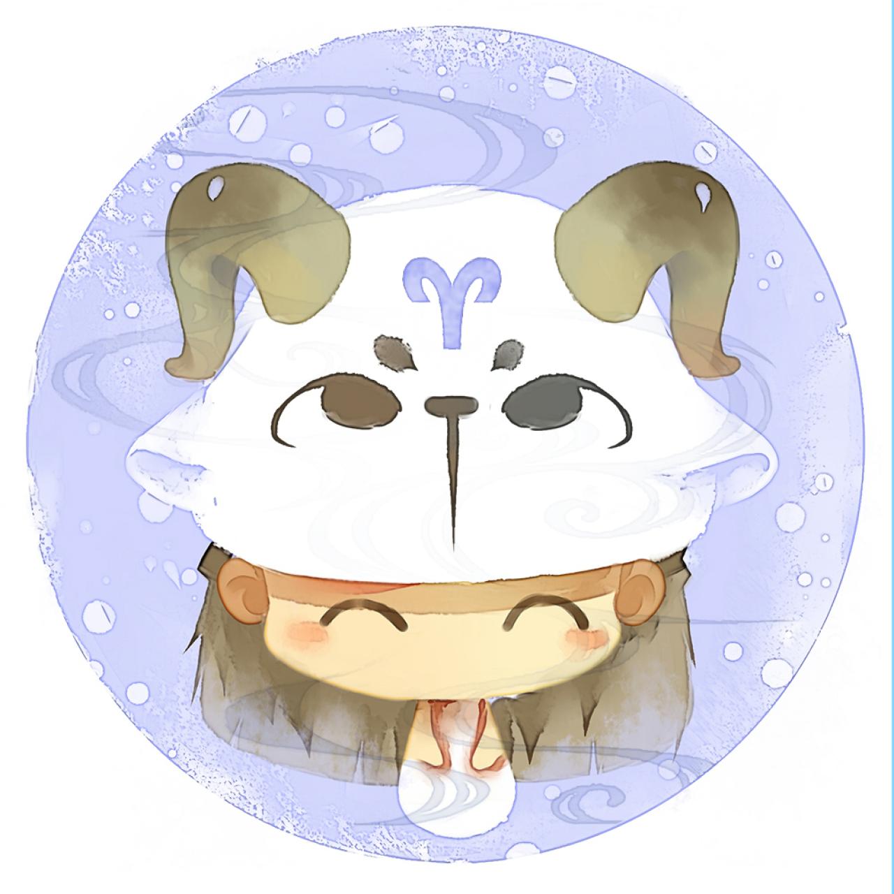 脸朝前方的白羊座女生圆头像