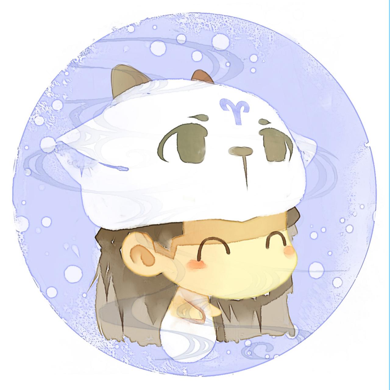 脸朝右的白羊座男生圆头像