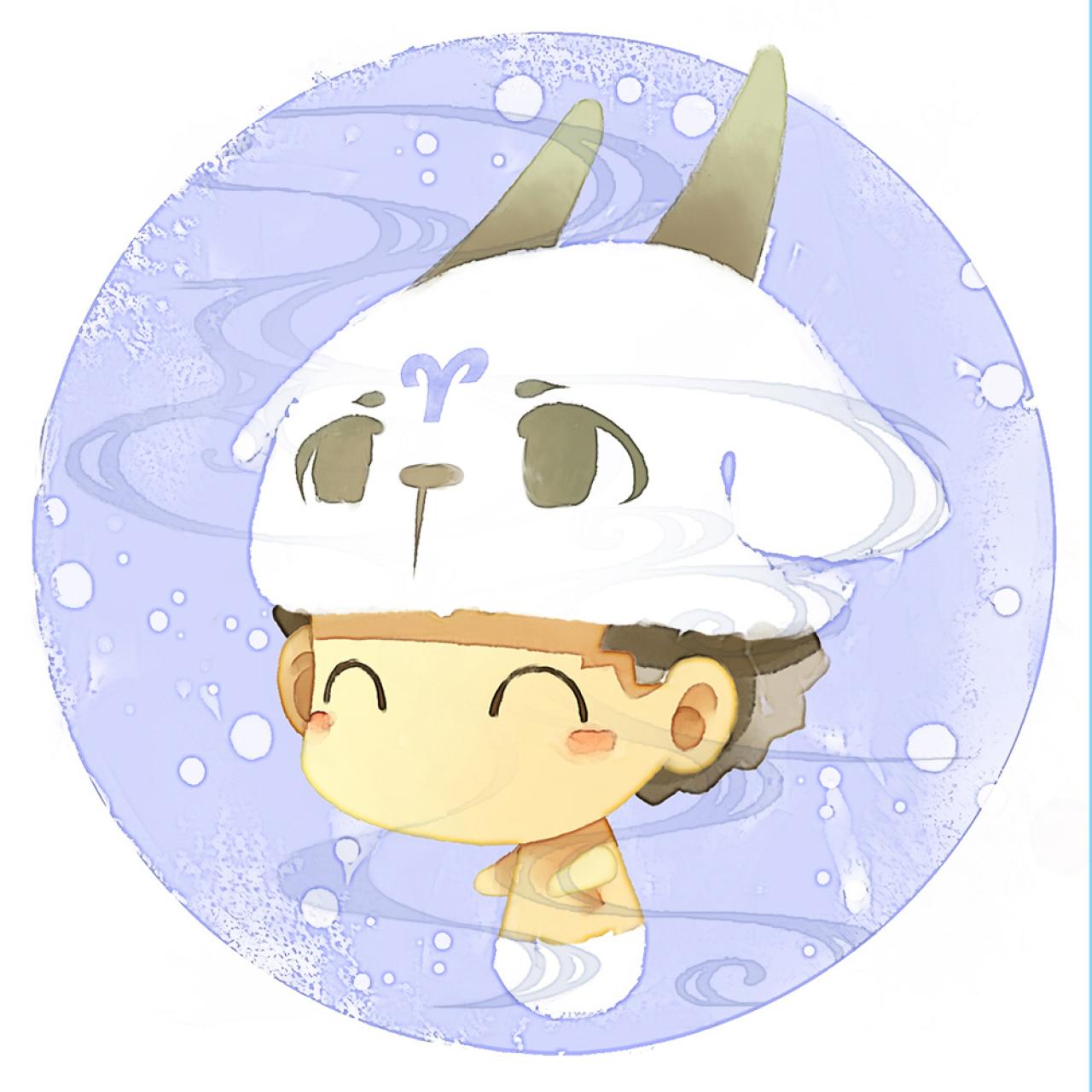 脸朝左的白羊座女生圆头像