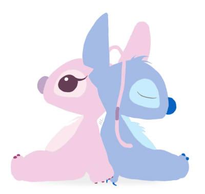 背靠背的安琪和史迪奇情侣头像