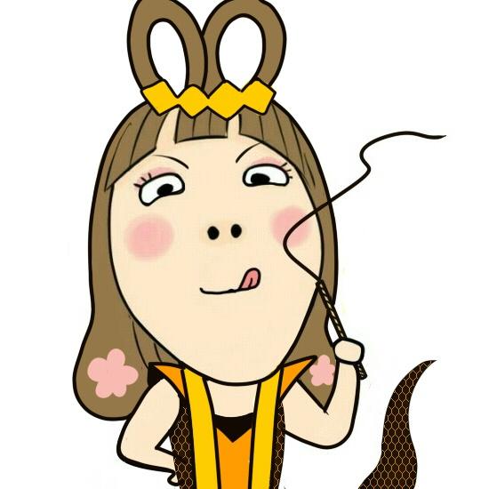 拿着皮鞭的小明明扮葫芦兄弟蛇精头像：请叫我女王大人