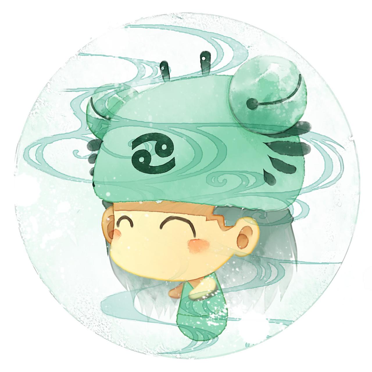 脸朝左的巨蟹座女生圆头像