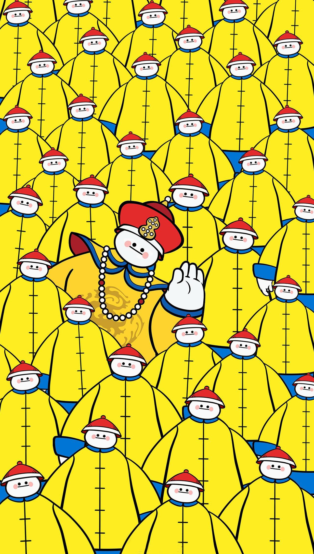 皇上和大量黄衣侍卫版大白密集型大白手机壁纸