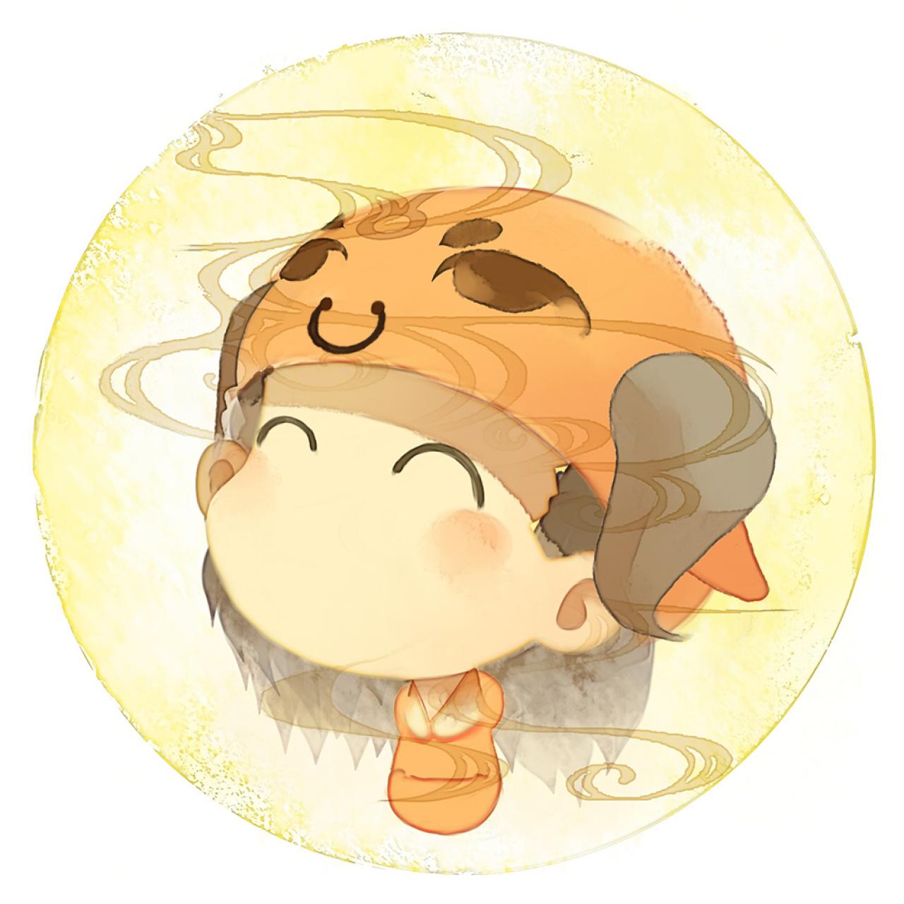 脸朝左上的金牛座女生圆头像