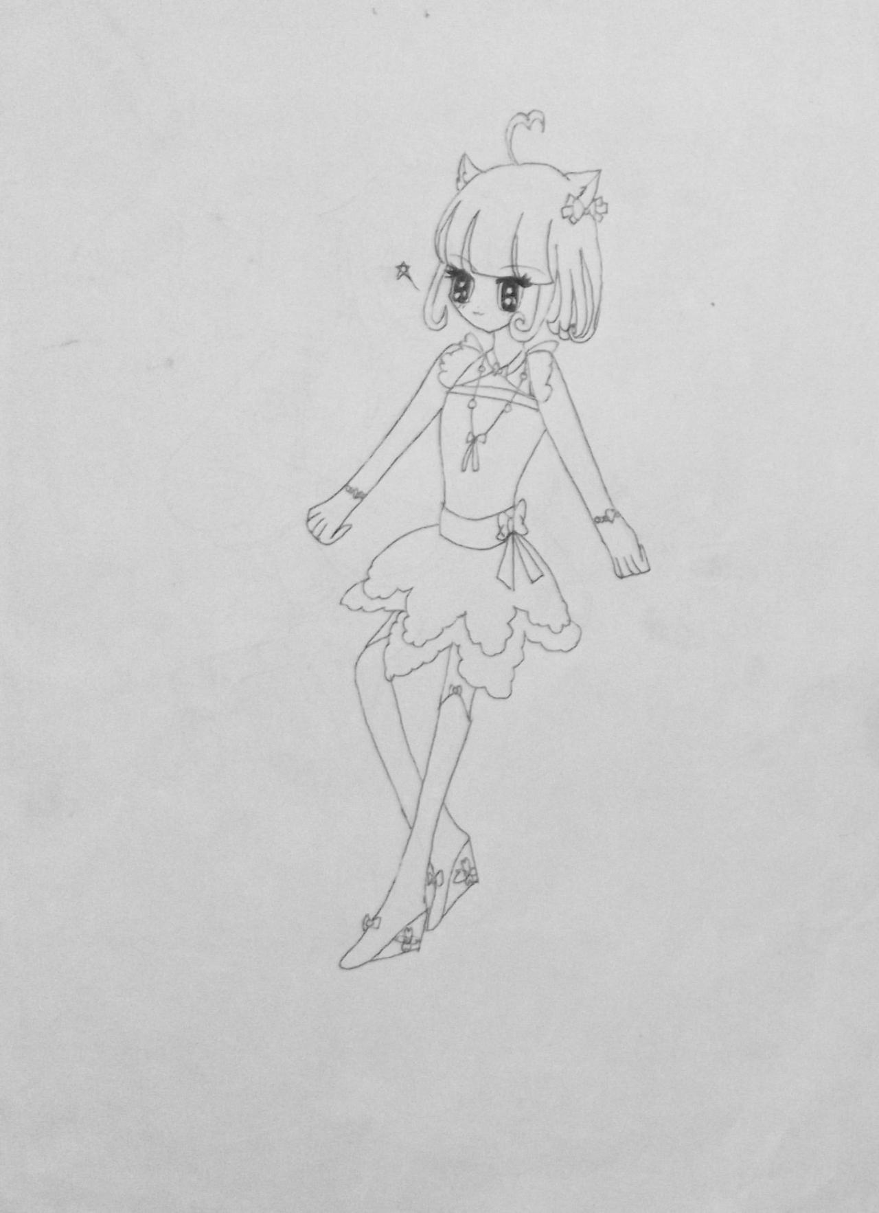 女孩 线稿 原佳仪画