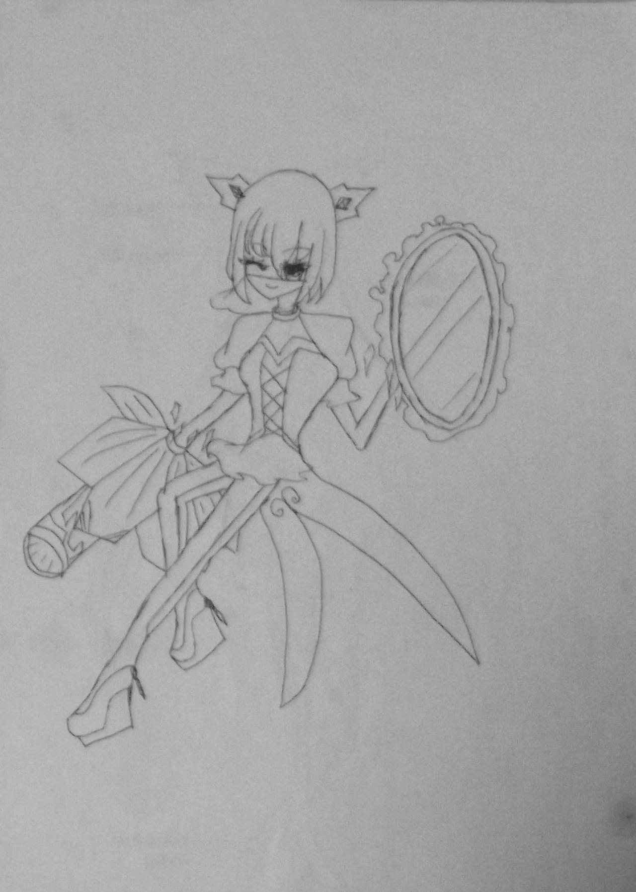 女孩 线稿 原佳仪画