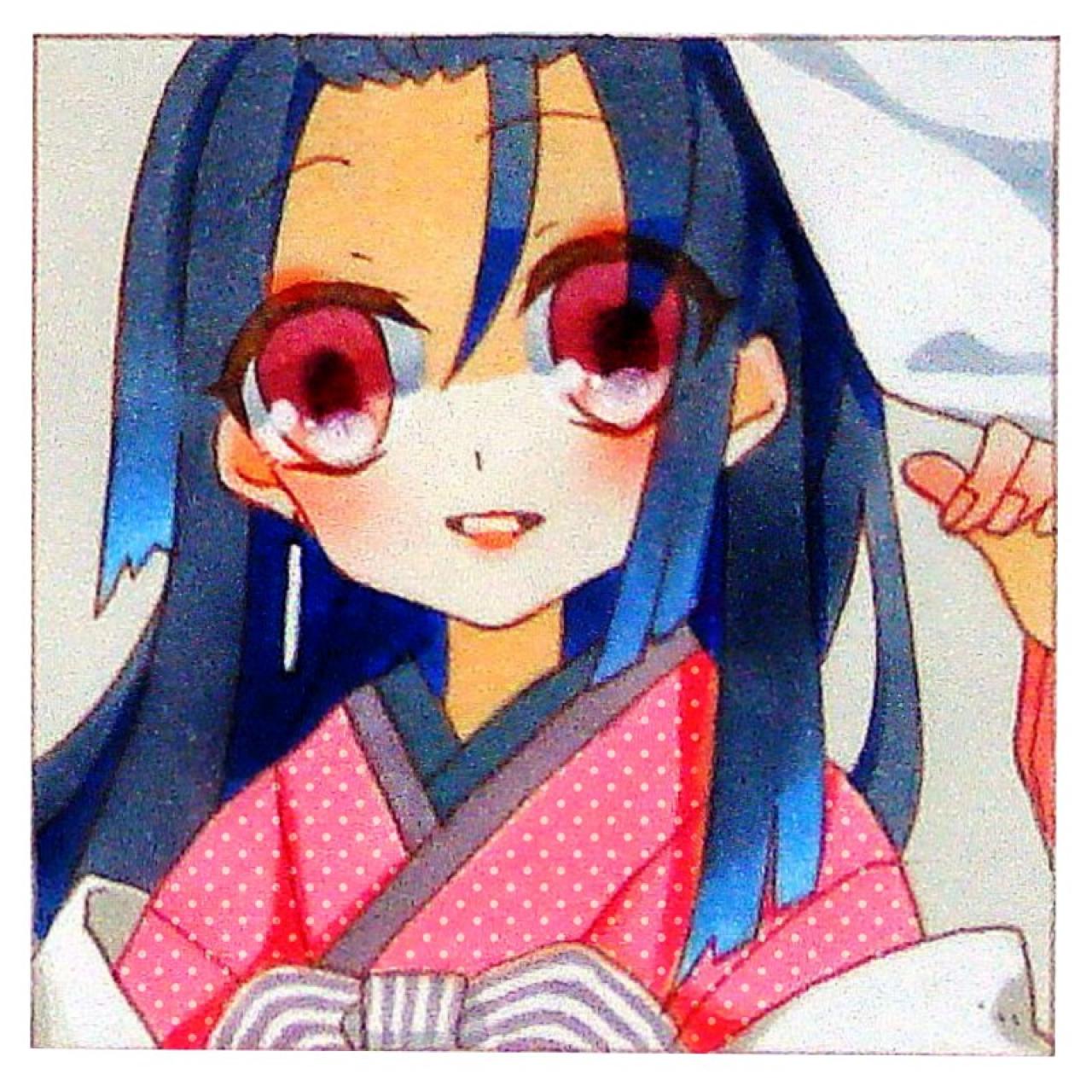 穿着粉色和服的手绘女孩头像