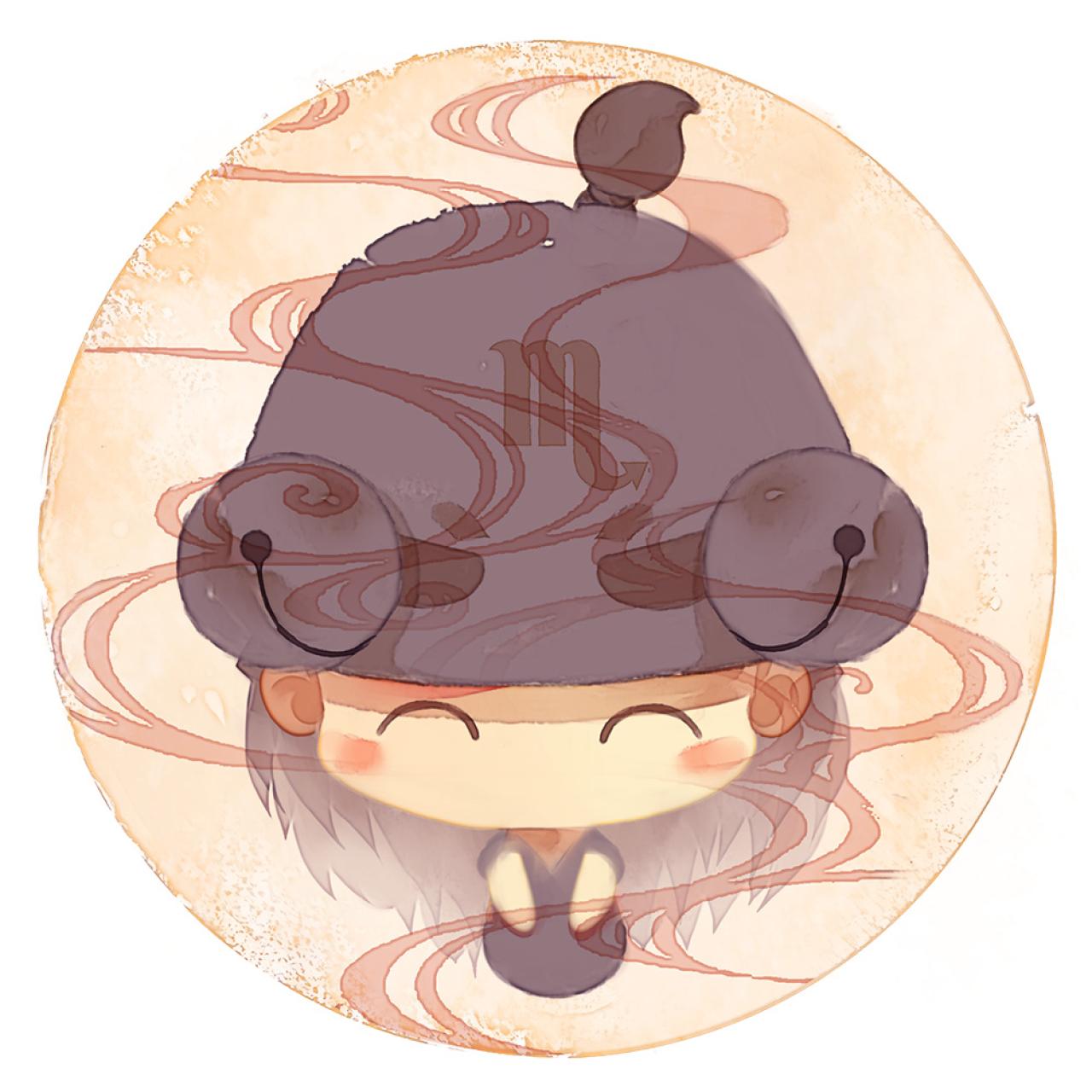 脸朝前方的天蝎座女生圆头像